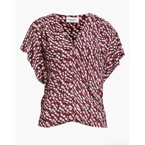 Isabel Marant Etoile Women's 36 Delocia Top V Neck‎ Rasbberry Print Blouse Flaw